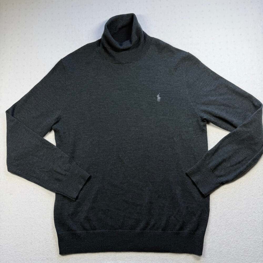 Polo Ralph Lauren Washable Wool Turtleneck Sweater Mens Large Charcoal Gray